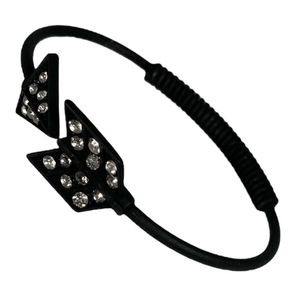 Matte Black Arrow Cuff Bracelet with Crystals - Picture 2 of 5
